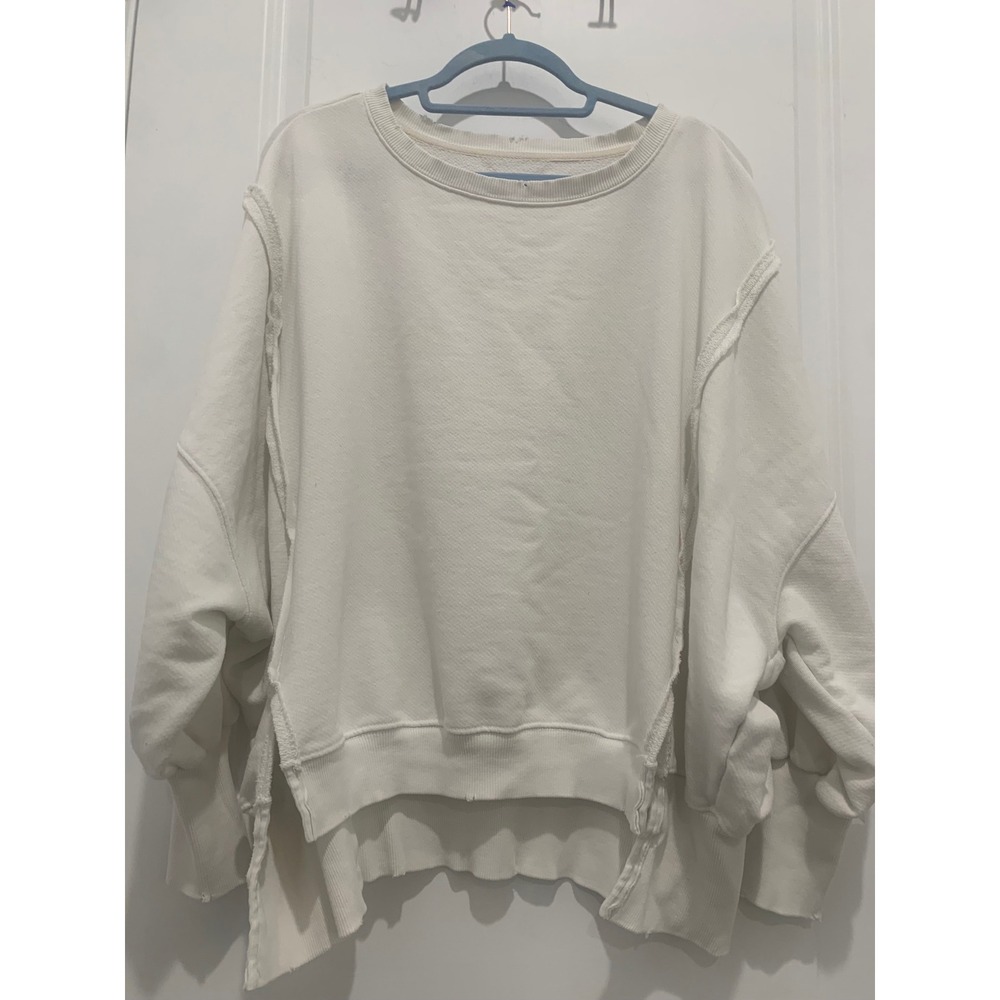 Free People We The Free Oversized White Exposed Seam Sweatshirt XS